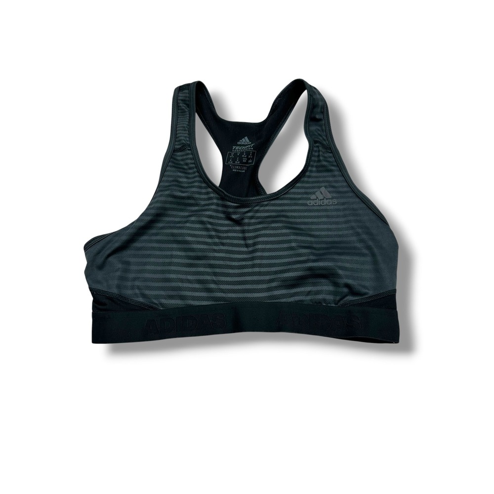 Adidas Techfit Climacool Sports Bra Dark Gray Striped Racerback Womens Small‎